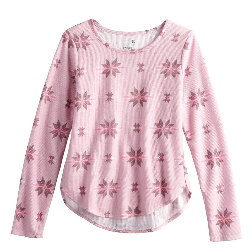 Girls SO Favorite Curved Hem Long-Sleeve Tee Size Small (7) New in Package